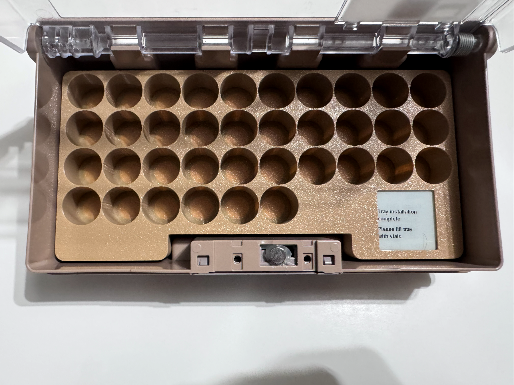 VialView 1x3 tray showing installation complete message